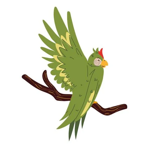 Parrot on the branch Illustrazione stock