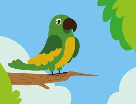 Parrot in the branch Иллюстрация