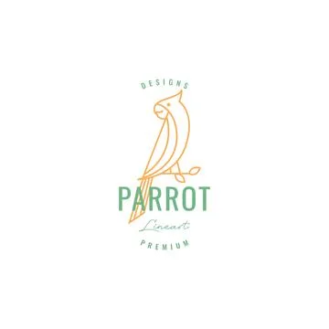 Parrot with branch logo design vector Illustrazione stock
