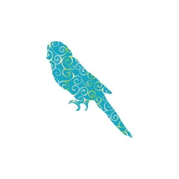 Parrot budgerigar bird spiral pattern color silhouette animal. 스톡 일러스트