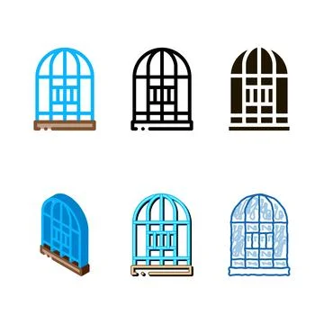 Parrot cage icon forms vector outline 库存插图
