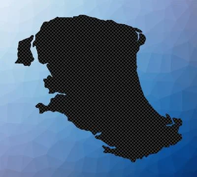 Parrot Cay geometric map. Stencil shape of Parrot Cay in low poly style. Mo.. Stock Illustration