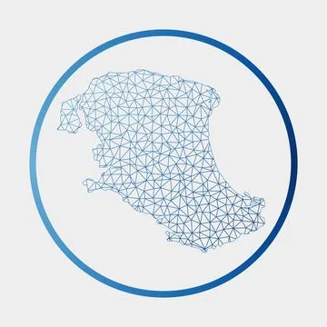Parrot Cay icon. Network map of the island. Round Parrot Cay sign with grad.. Illustrazione stock