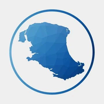 Parrot Cay icon. Polygonal map of the island in gradient ring. Round low po.. Illustrazione stock