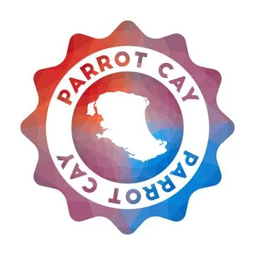 Parrot Cay low poly logo. Colorful gradient travel logo of the island in ge.. Stock Illustration