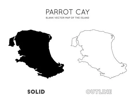 Parrot Cay map. Blank vector map of the Island. Borders of Parrot Cay for y.. Stock Illustration