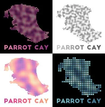 Parrot Cay map. Collection of map of Parrot Cay in dotted style. Borders of.. イラスト素材