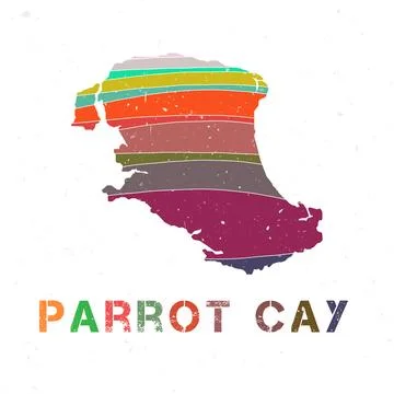 Parrot Cay map design. Shape of the island with beautiful geometric waves a.. Stock Illustration