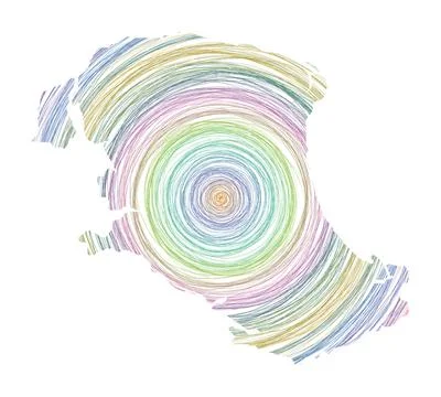 Parrot Cay map filled with concentric circles. Sketch style circles in shap.. イラスト素材