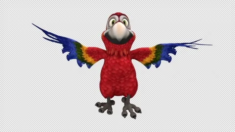 Parrot dance - 3d render looped with alpha channel. Stock Footage 262956069