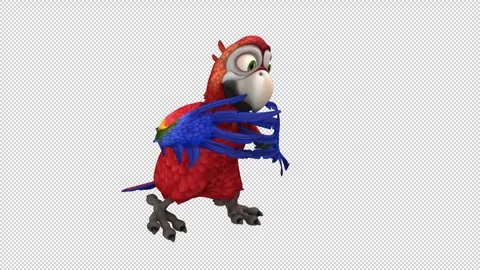 Parrot dance - 3d render looped with alpha channel. Stock Footage 262957121