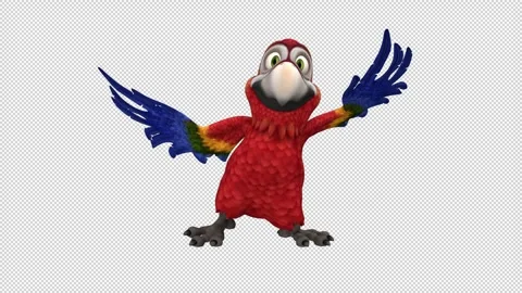 Parrot dance - 3d render looped with alpha channel. Stock Footage 262957569