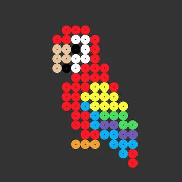 Parrot dots pattern. Vector illustration of pixel art. イラスト素材