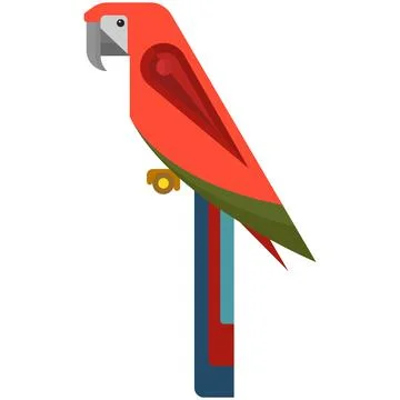 Parrot flat vector, macaw icon, tropical bird logo Stock Illustration