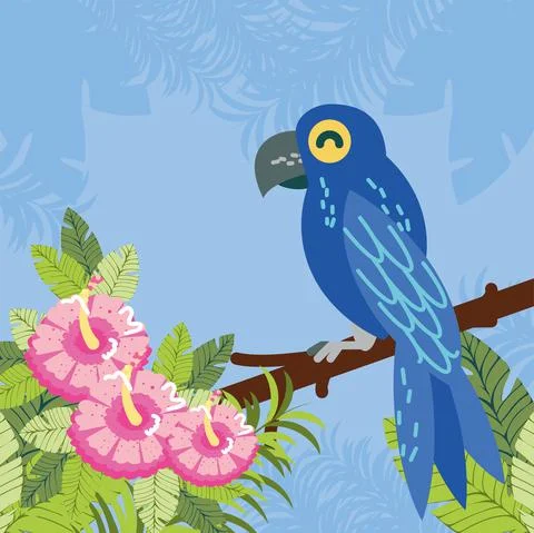 Parrot flower branch 스톡 일러스트