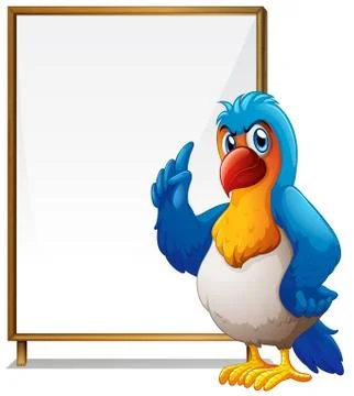 A parrot in front of the empty signboard Stock Illustration