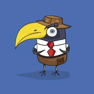 A parrot in a hat. Vector illustration. Isolated vector sign symbol. イラスト素材