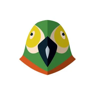 Parrot head icon in flat design Stock Illustration
