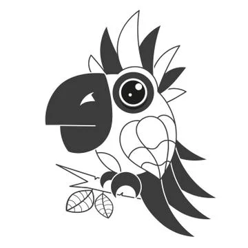 Parrot Icon Isolated On White Background. Design For Greeting Card, Stock Illustration