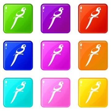 Parrot icons 9 set 스톡 일러스트