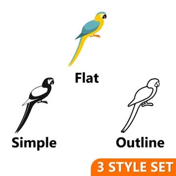 Parrot icons set Illustrazione stock