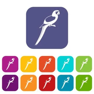 Parrot icons set Illustrazione stock