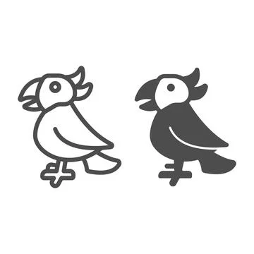 Parrot line and solid icon, domestic animals concept, macaw bird sign on white Stock Illustration