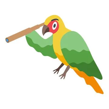 Parrot looking through telescope observing and exploring the world イラスト素材