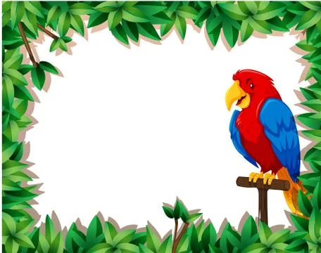 Parrot with nature frame Stock Illustration