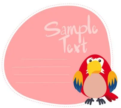 Parrot on note template 스톡 일러스트