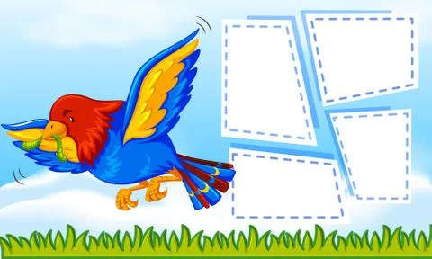 Parrot on note template 스톡 일러스트