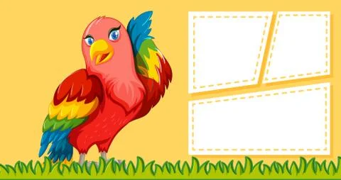 Parrot on note template イラスト素材