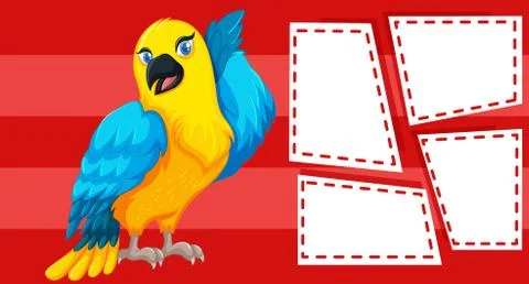 Parrot on note template 스톡 일러스트