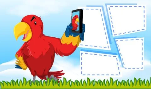 Parrot on note template 스톡 일러스트