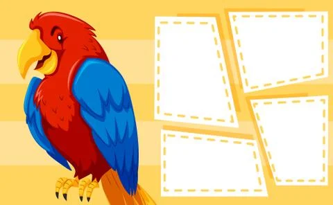 Parrot on note template Stock Illustration