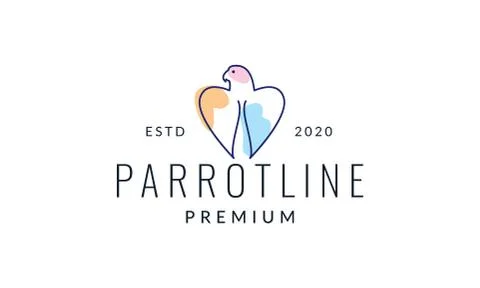 Parrot or macaws line abstract colorful logo illustration design Stock Illustration