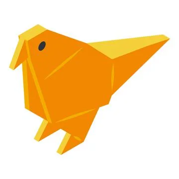 Parrot origami icon isometric vector. Paper animal 스톡 일러스트