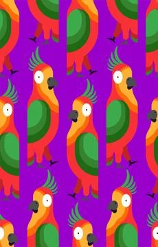 Parrot pattern seamless. popinjay background. Ornament of kids fabric 스톡 일러스트