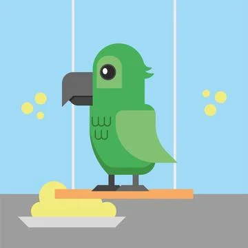 Parrot on perch scene. Vector 스톡 일러스트