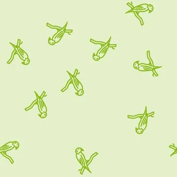 Parrot perched branch line vector seamless pattern Stock Illustration