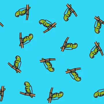 Parrot perched branch vector seamless pattern Stock Illustration