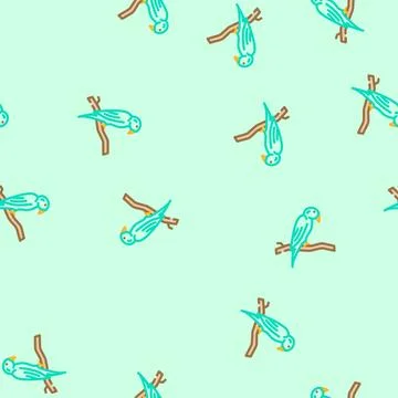 Parrot perched branch vector seamless pattern Stockillustratie