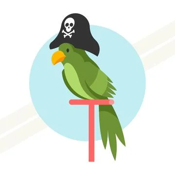 Parrot-with-pirate-hat Stock Illustration