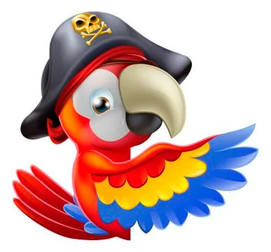 Parrot pirate pointing Stock Illustration