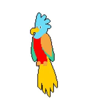 Parrot pixel art. pixelated Talking bird for pirate 8 bit. vector illustratio 库存插图