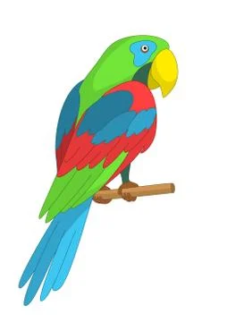 Parrot on a pole Stock Illustration