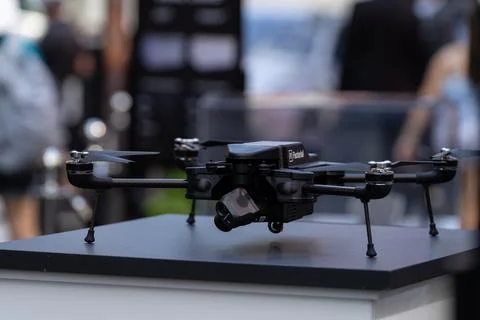 Parrot quadcopter drone on display at event Stock Photos