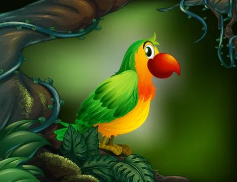 A parrot at the rain forest 스톡 일러스트