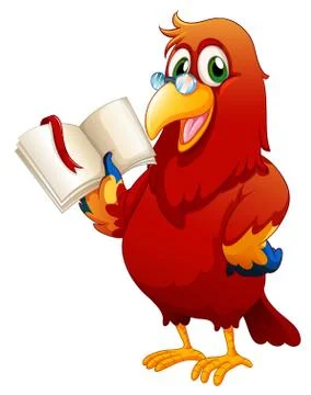 A parrot reading 스톡 일러스트