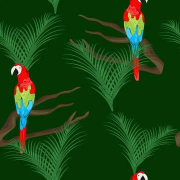 Parrot seamless pattern. 스톡 일러스트
